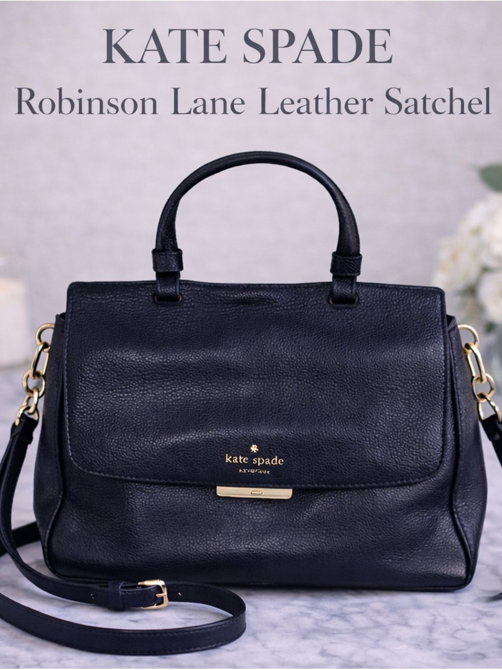 Kate Spade Robinson Lane Black Leather Satchel